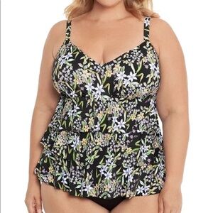 SWIM SOLUTIONS Multi Color Full Ruffled Prairie Dance One Piece Swimsuit